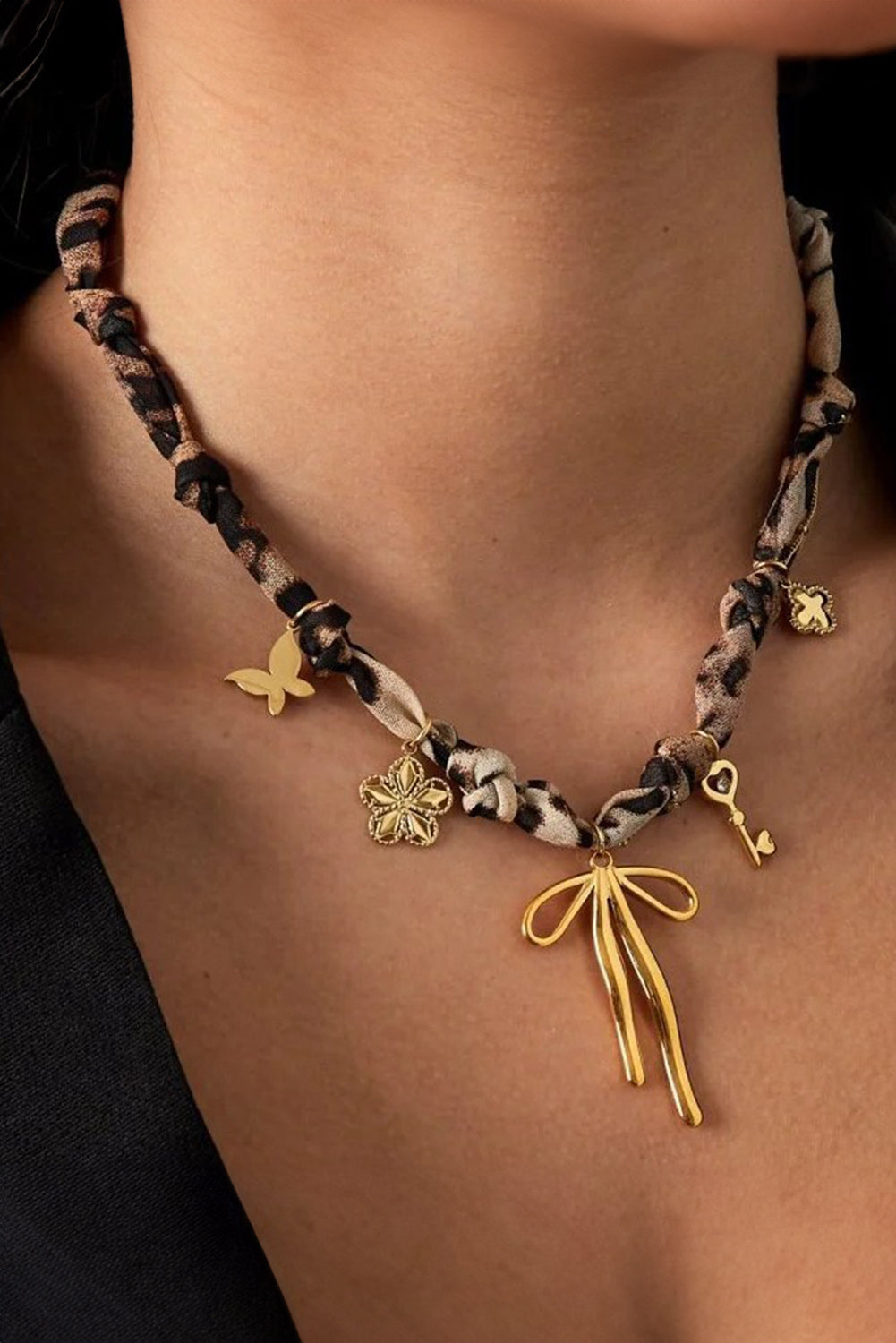 Gold Plated Leopard Scarf Necklace
