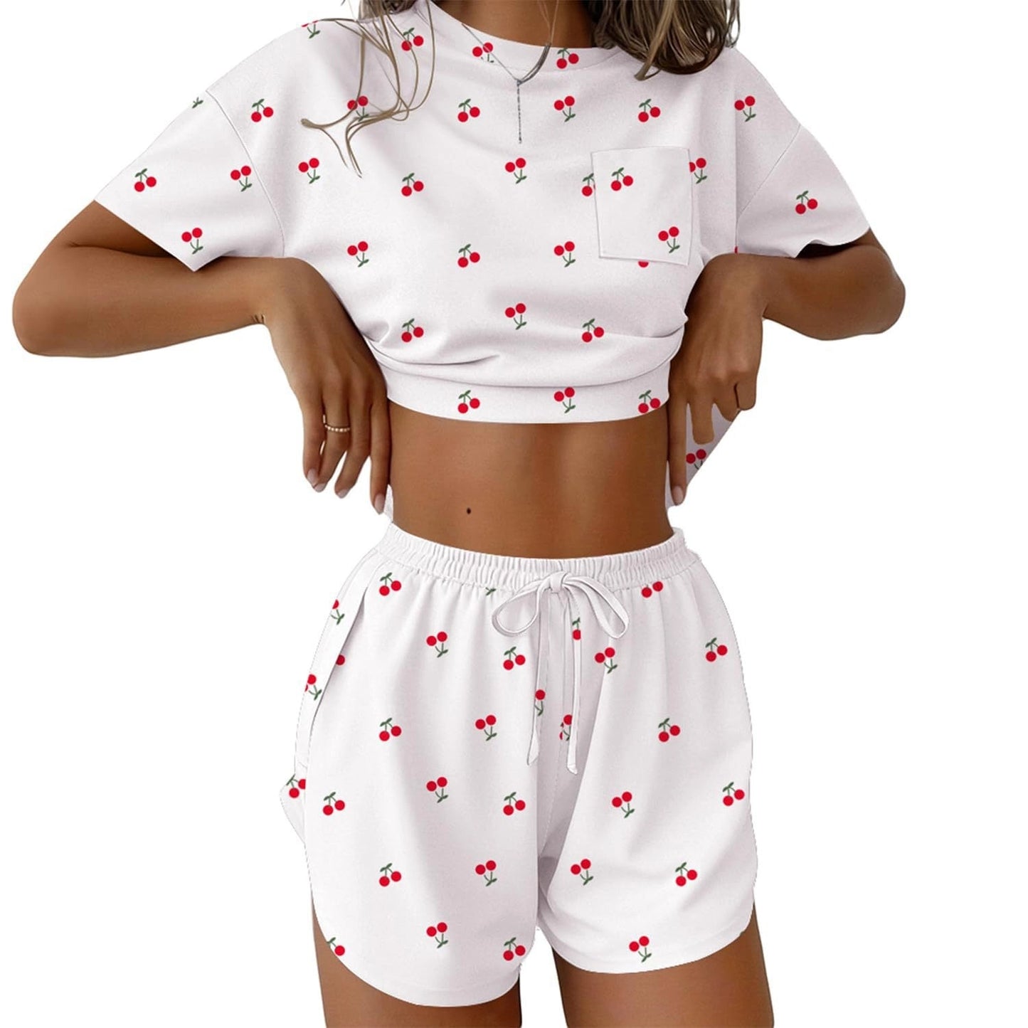 Cherry Printed Lounge Short Set