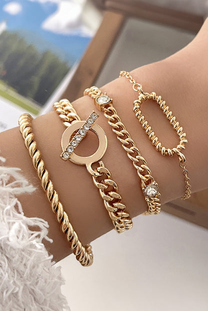 Gold Rhinestone Chain Bracelets